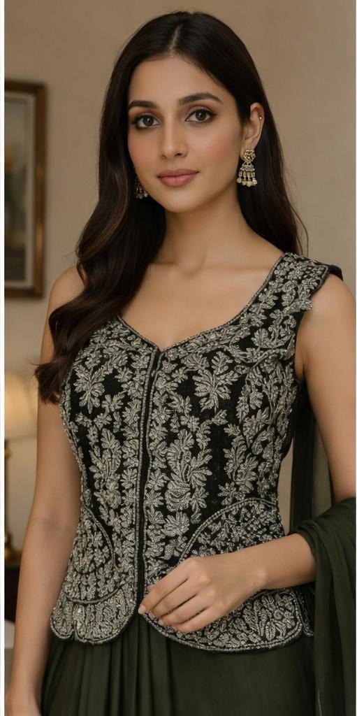 Indowestern Green Party Dress