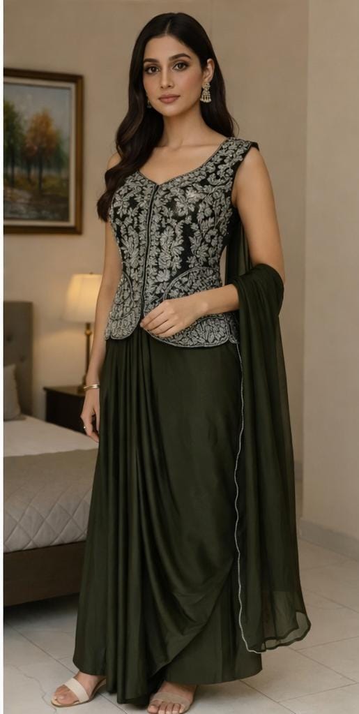 Indowestern Green Party Dress