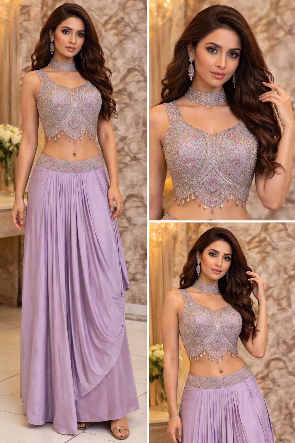 Indowestern Lavender Color Dress