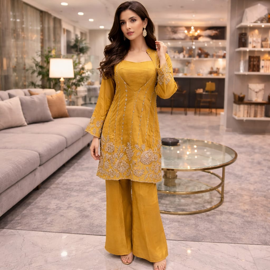 Indowestern Yellow Dress