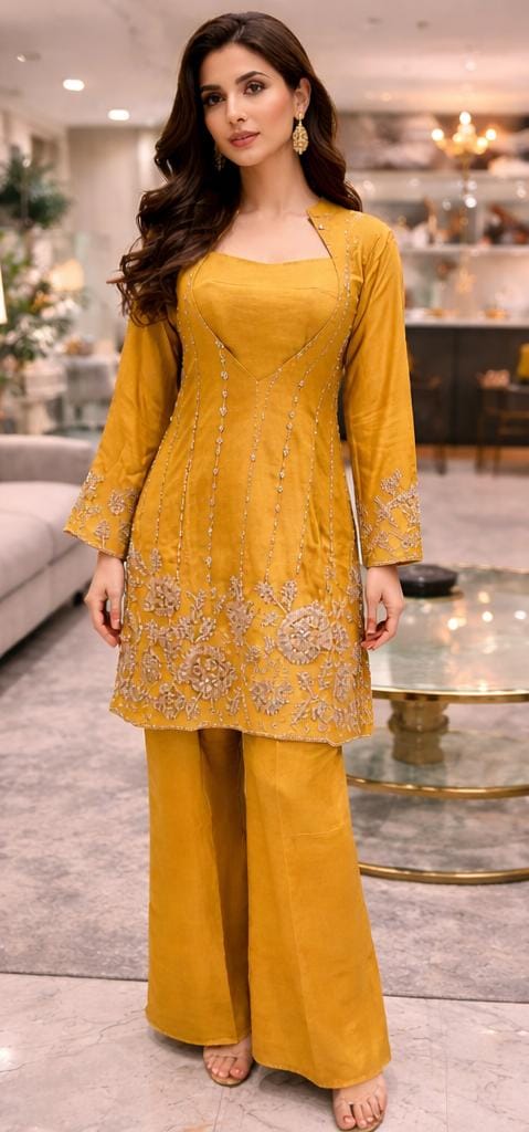 Indowestern Yellow Dress