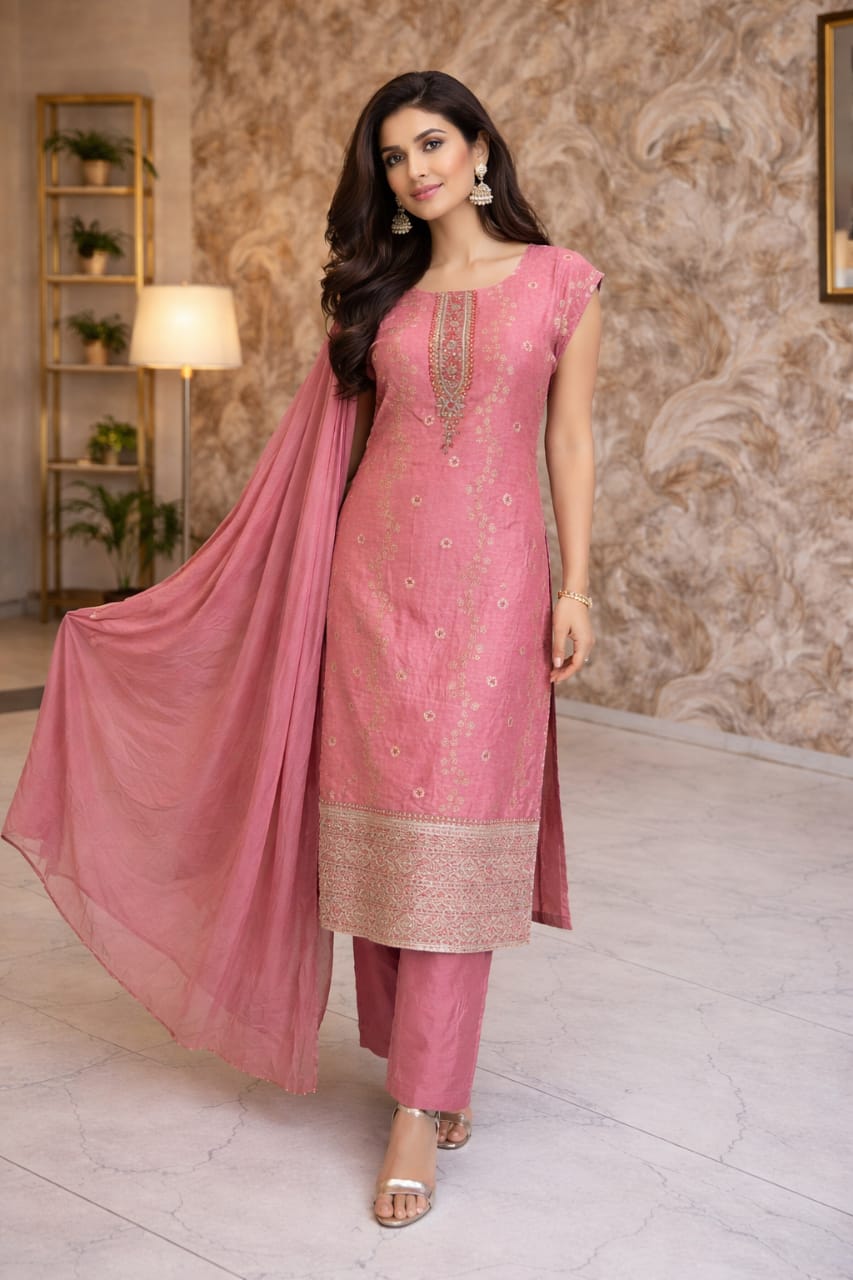 Banarasi With Hand Work 3 Piece Suit Set