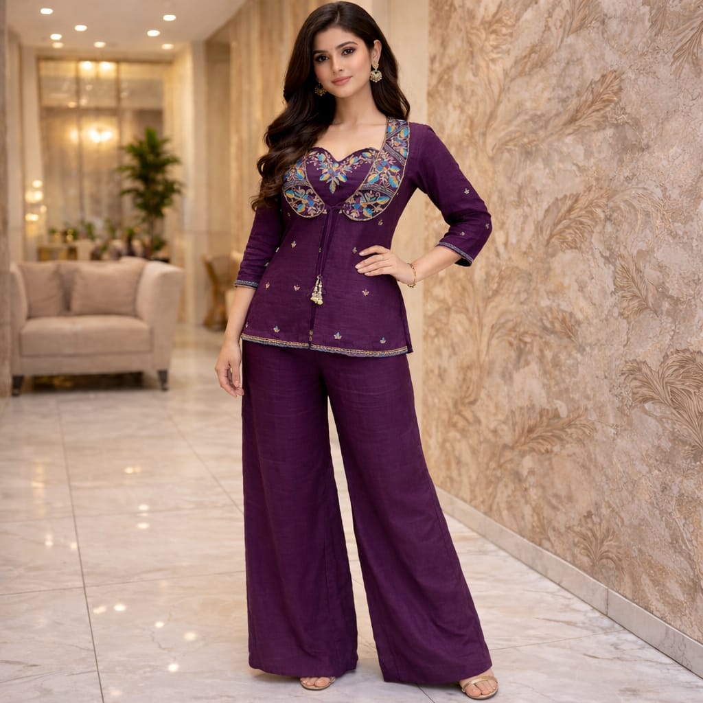 Indowestern 3-Piece Jacket Pattern Dress