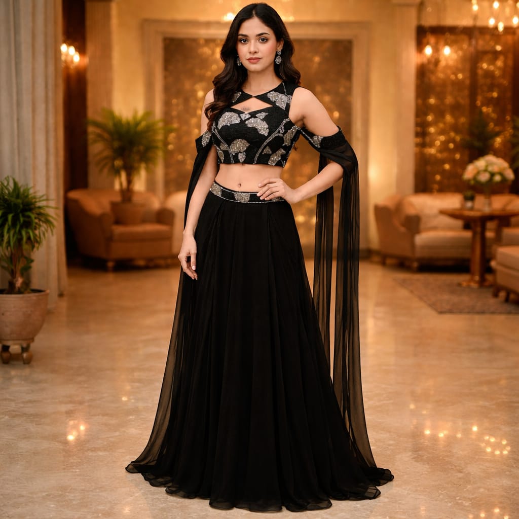 Indowestern Black Color Dress