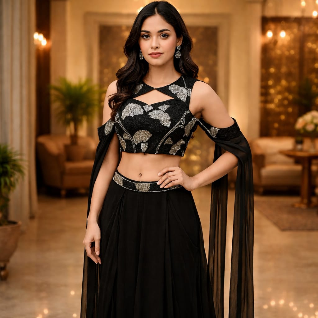 Indowestern Black Color Dress