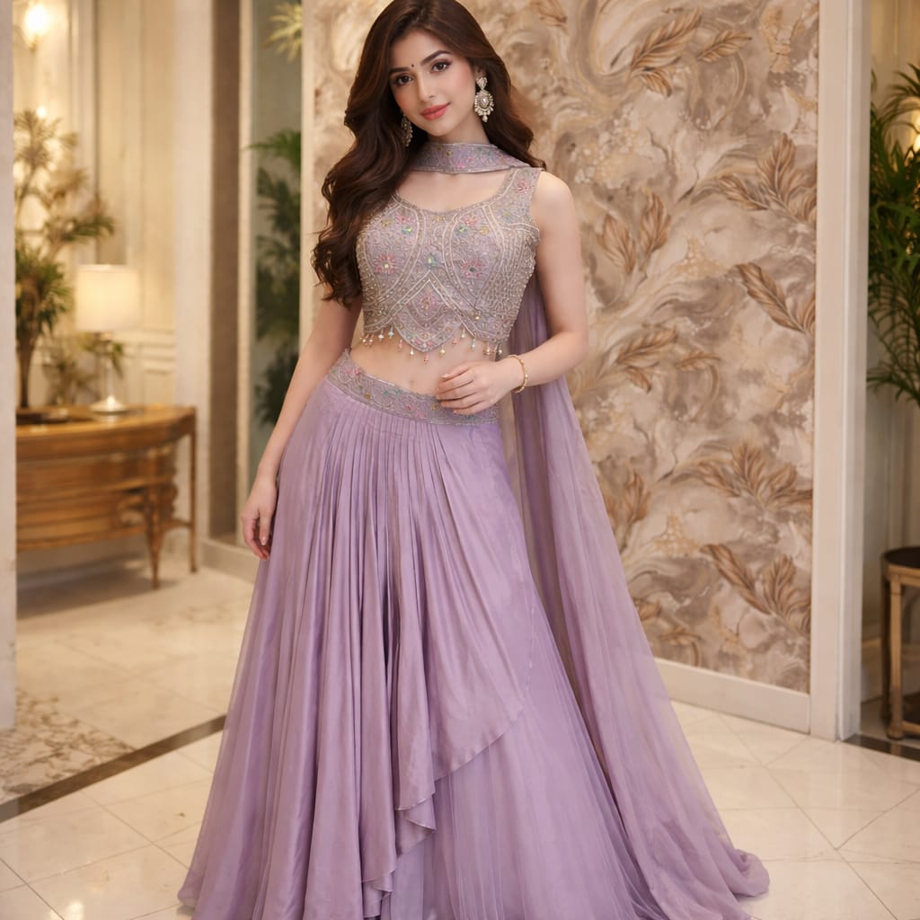 Indowestern Lavender Color Dress