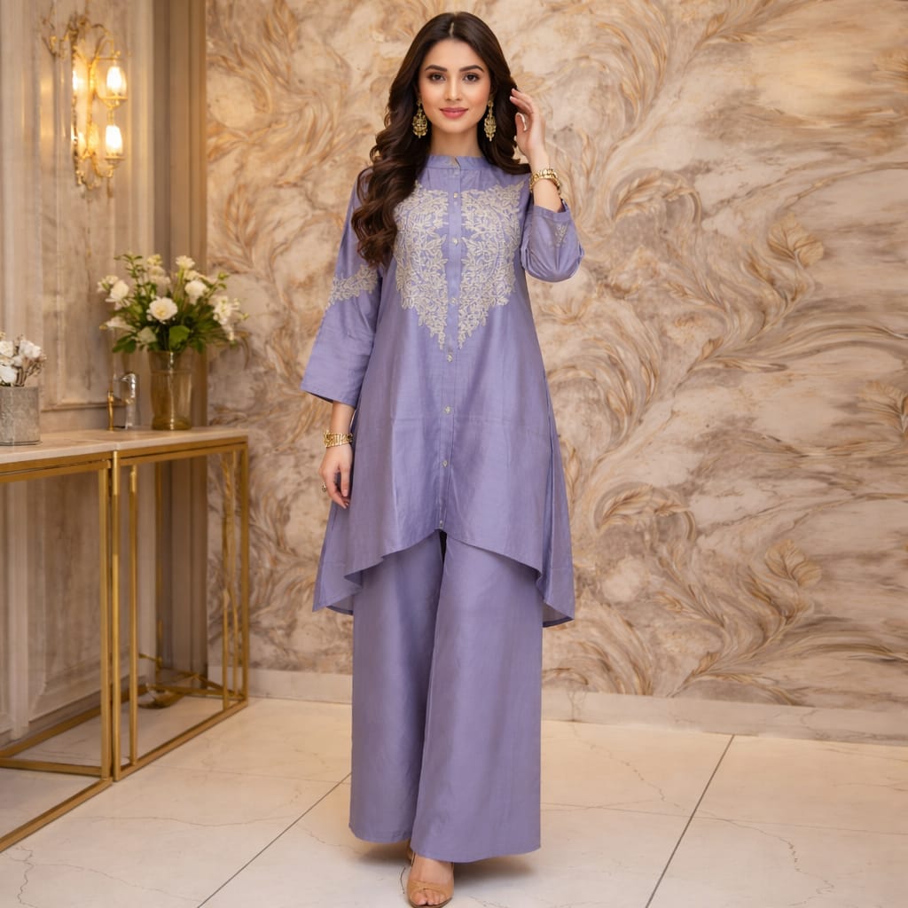 Premium Co-ord Set With Embroidery Work