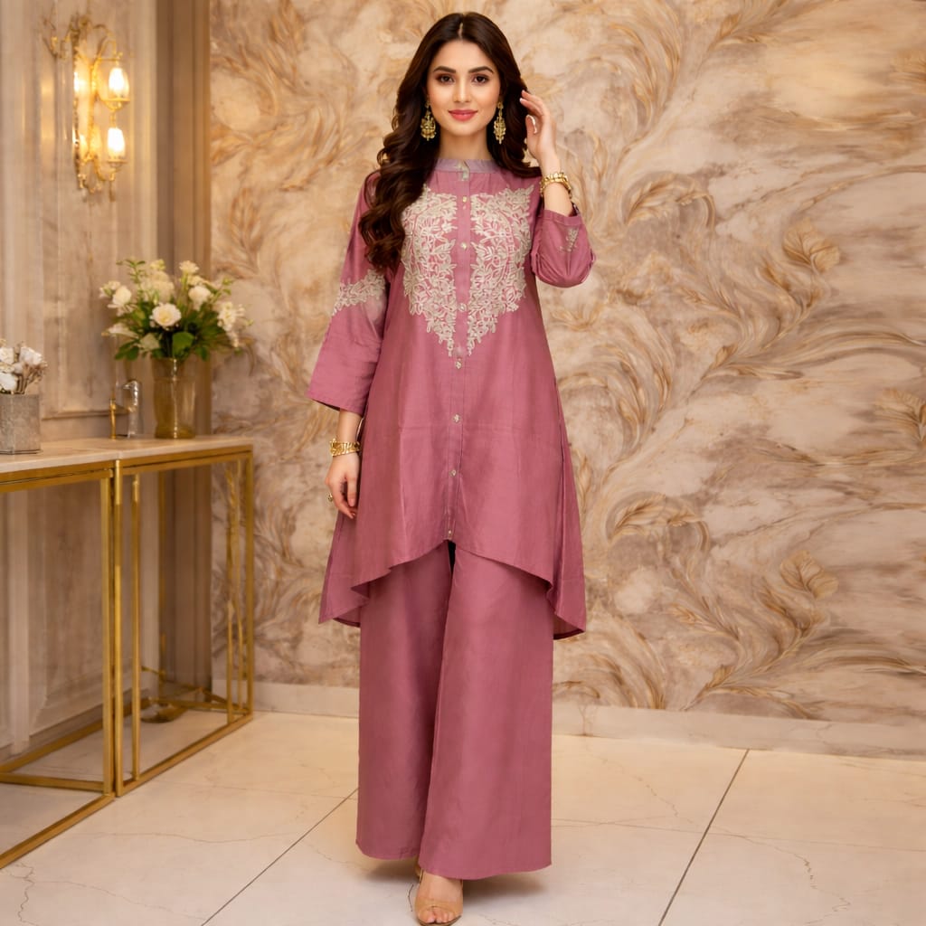 Premium Co-ord Set With Embroidery Work