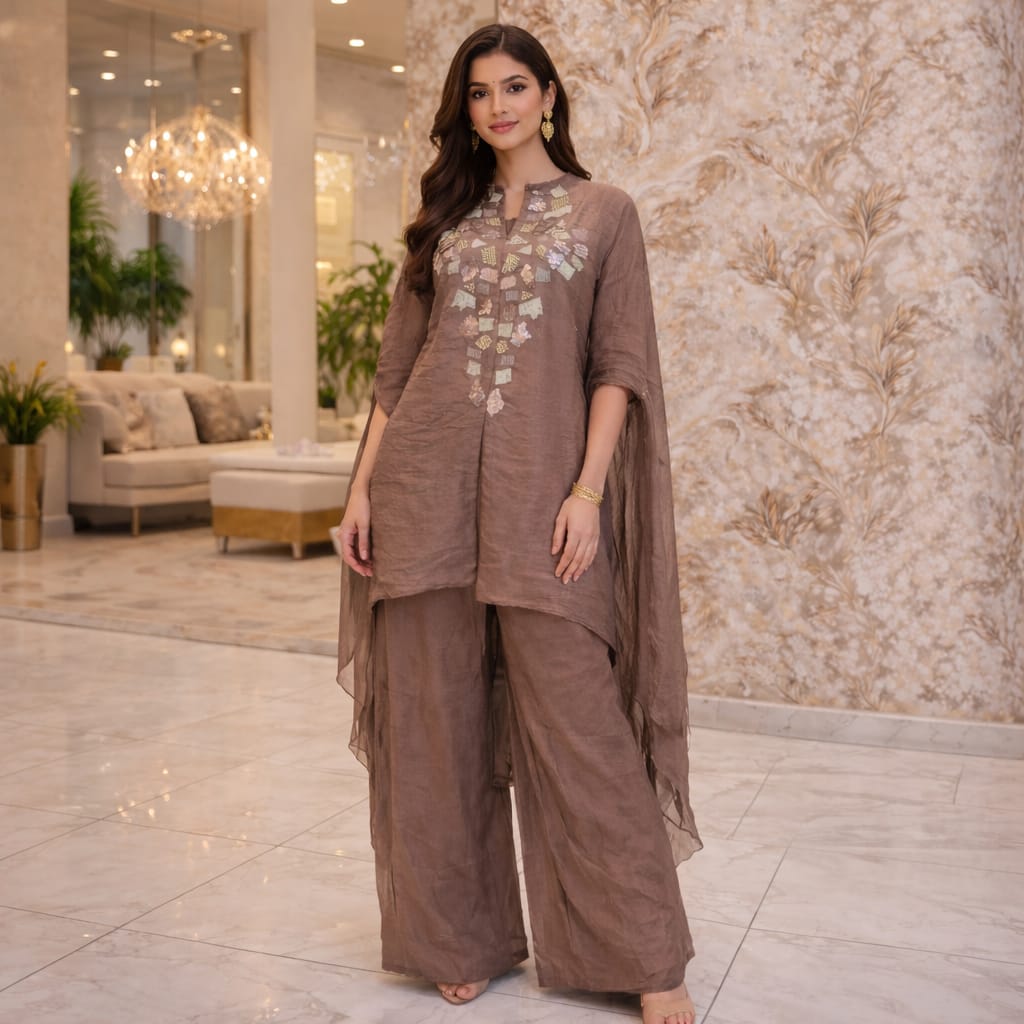 Indowestern designer pattern Chiku colour
